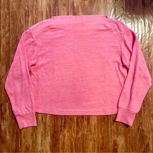 EUC H&M neon pink boatneck sweater top boxy tee oversized long sleeve 80s style